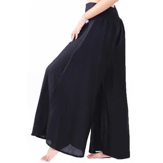 Lofbaz Damen weites Bein Palazzo Hose Yoga Salon Hippie Haremshose Hosen - Feste Schwarz - S