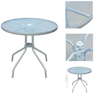 vidaXL Gartentisch 80 x 71 cm Stahl Rund Grau - Gartentische - Grau