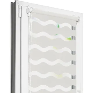 Estika Welle Doppelrollo klemmfix ohne Bohren - 35 cm x 120 cm - Perle - Tag und Nacht Duo Rollo, Duo Rollo, Rollos für Fenster ohne Bohren, Fenster sichtschutz