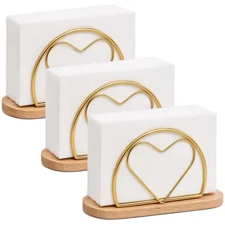 3 Stück Serviettenhalter Holz & Metall, Serviettenständer für Esstisch