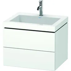 Duravit L-Cube Möbelwaschtisch c-bonded mit Unterbau wandhängend, 60x48 cm, 2 Schubkästen, ohne Überlauf, 1 Hahnloch, Farbe: Pine Silver Dekor