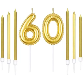 Gold 60th Geburtstagskerze, Gold Zahl 60 Kerzen für Kuchen, Gold dünne Party Kerzen, Happy Birthday Kerzen, Gold Kuchen Kerzen Kuchen Toppers für Mädchen Jungen Frauen Männer Geburtstag Dekor