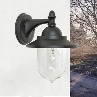 Elegante Wandleuchte Schwarz Aluminium IP44 maritime Außen leuchte Laterne Haus
