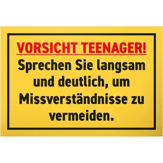 DankeDir! Vorsicht Teenager - Schild 30 x 20 cm - Jungen & Mädchen Teenager Türschild Geschenkidee Zimmer Spruch - Zimmer Deko Dekoration Geschenk Idee Tür Deko Geburtstag Jugendliche