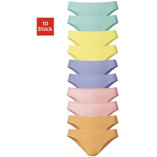 Bikinislip VIVANCE, Jungen, Gr. 164, 10 Stk., bunt, Jersey, Obermaterial: 95% Baumwolle, 5% Elasthan, unifarben, körpernah, Unterhosen Bikinislip, gestreift und unifarben, Baumwollmischung, Topseller