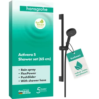 Hansgrohe Activera S Duschset 95, 1 Strahlart, EcoSmart, mit Duschstange 65 cm, schwarz matt