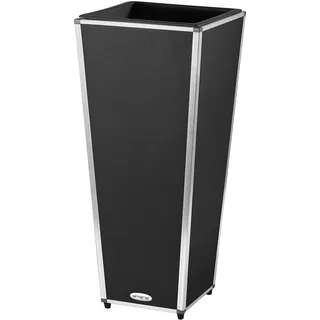 AMARE Fiberglass Design PUR Pflanzkübel, Pflanzgefäß, Blumentopf, Blumenkasten, 33 x 33 x 76 cm, schwarz