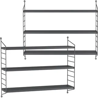 [en.casa] Modulares Wandregal Strängnäs 2er Set Dunkelgrau