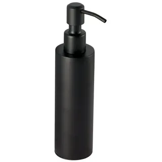 Ambrosya - Freistehender Seifenspender aus Edelstahl in Schwarz - Bad Badezimmer Halter Halterung Seife Seifenhalter Seifenhalterung Seifenschale Spender WC (Edelstahl (Schwarz), Rund)