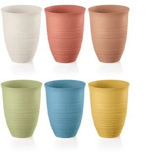 Guzzini Tierra Trinkgläser, 482 ml, Erdfarben, 100% recycelter Kunststoff, unzerbrechlich, wiederverwendbar, BPA-frei, Eiskaffee, Smoothie, Wasser, stapelbare Tasse für Kinder, Zuhause und Küche, 6