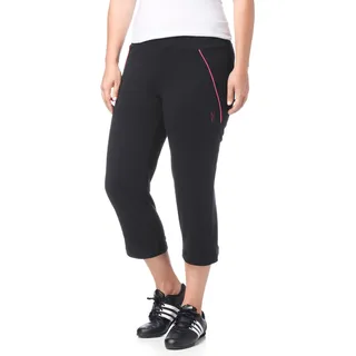 Sporthose VENICE BEACH, Damen, Gr. 52, N-Gr, schwarz (schwarz, pink), Obermaterial: 95% Baumwolle, 5% Elasthan, unifarben mit Farbeinsatz, bequem 3/4-Länge, Hosen Sporthose, Große Größen, Topseller