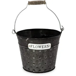 Blümelhuber Zinkeimer Blumentopf in Antik Optik - Vintage Deko Boho Blumentopf Balkon Deko Fensterbrett Innen und Außen