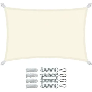 VOUNOT VOUNOT® Sonnensegel Rechteckig mit Befestigung Set, Wasserdicht Sonnenschutz Wetterbeständig, für Balkon Garten Terrasse, 3x2m, Beige