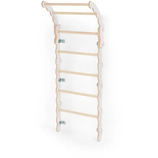 MAMOI® Klettergerüst Indoor, Sprossenwand für kinderzimmer, Turnringe kinder für klettern, Kletterwand und spielgeräte, Turngeräte mit Klimmzugstange - Weiß