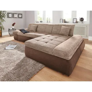 DOMO collection Ecksofa »PB Moric wahlweise mit Bettfunktion + Armteilverstellung, L-Form« im XXL-Format, B/T/H:300/172/80 cm, feine Steppung, braun