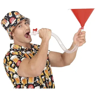 Fiestas Guirca | Party Trichter mit Rohr (70 cm) - Gadget für Bierpartys und Feiern - Lustiges Zubehör für Junggesellenabschiede und andere Feste - Für Erwachsene - Rot und Transparent