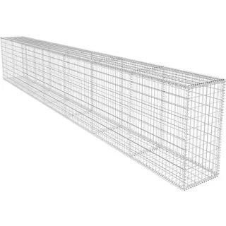 vidaXL Gabionenwand mit Abdeckung Verzinkter Stahl 600x50x100 cm - Silber