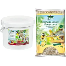 Dehner Natura Wildvogelfutter, geschälte Sonnenblumenkerne, 10 kg & Natura Wildvogelfutter, Insekten-Knödel, ohne Netz, 100 Stück (10 kg)