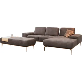 W.Schillig Ecksofa »run, Designsofa mit tollem Sitzkomfort, L-Form« mit Holzsockel, Füße in Bronze pulverbeschichtet, Breite 299 cm, braun