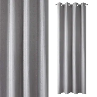 EUROFIRANY Vorhang Pailletten Grau Stahl Stahlgrau 8 Ösen Schimmernd Glitzer Glänzend 140x250 cm 1 Stk. Elegant Modern Wohnzimmer Glamour Schlafzimmer