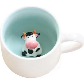 Süße Kuh Kaffeebecher Keramik 3D Tier Tasse 230ml - Geschenk für Geburtstage, Weihnachten