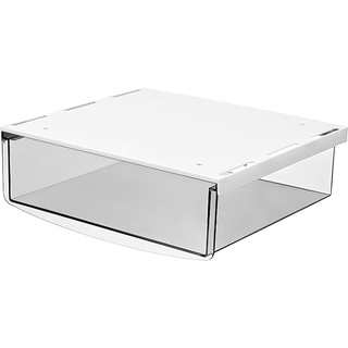 TUKA Unterschreibtisch-Schubladen 24x21x8cm, Selbstklebende Schubladen, Versteckte Unterbauschublade Aufbewahrungsbox unter Schreibtisch, Utensilien Stiftebox Transparent TKD8605-1X