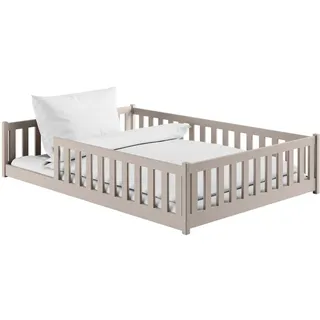 Kids Collective Jugendbett mit Rausfallschutz 140 x 200 cm Kiefer massiv grau