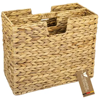 HMF Zeitungsständer, Zeitungskorb geflochten aus Wasserhyazinthe | 2 Fächer | 40 x 20 x 33 cm