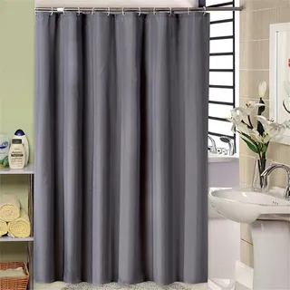 AEKDCL Duschvorhang Überlänge Dunkelgrau 200x210cm/79x83in(WxH) Schwerer Badvorhang aus Stoff Waschbar Schimmelresistent Wasserdicht PEVA Duschvorhang für Dusche und Badewanne mit Duschvorhängeringen