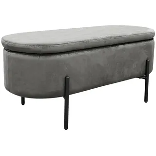 byLIVING Sitzbank grau Schwarz, Metall, Textil, 2-Sitzer, 95x42x37.5 cm Truhe im Sitz, Esszimmer, Bänke, Sitzbänke