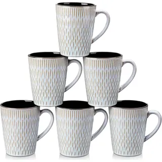 6er PLUVO Kaffeetassen Set Steingut Beige 480ml Henkel Spülmaschinenfest