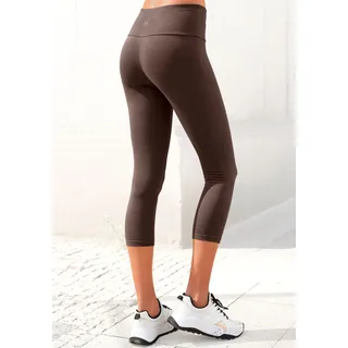 Caprileggings LASCANA, Damen, Gr. 32/34, N-Gr, braun, Single Jersey, Obermaterial: 95% Baumwolle, 5% Elasthan, unifarben, Basic, Basic kniebedeckend, Hosen Caprileggings, mit breitem weichem Bündchen, Loungewear, Topseller
