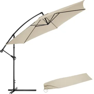 tectake Sonnenschirm Ciccio, inklusive Schutzhülle, beige , Beige , Textil , Rund , 350x350 cm , Sonnenschutz, Sonnenschirme