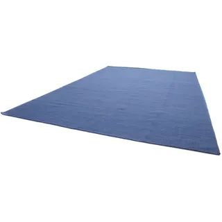 Morgenland »KELIM FANCY UNI«, rechteckig, 7 mm Höhe, reine Wolle, Wendbar, Einfarbig, Uni, Wohnzimmer blau - 300x200 cm