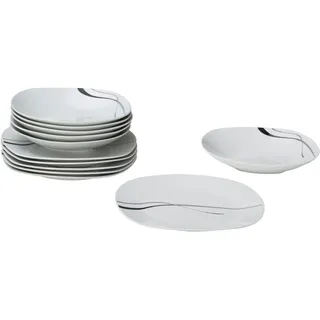 VAN WELL Silver Night Tafelservice 12-tlg. weiß Linien-Dekor