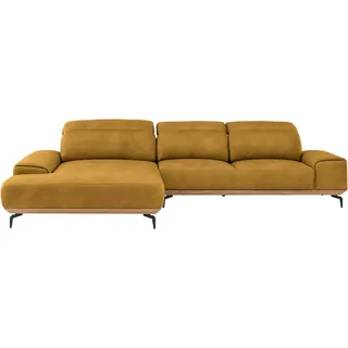 Musterring Wohnlandschaft "MR 2490 Ecksofa mit erstklassigem Sitzkomfort, Long-Life-Leder" Fuß schwarz, Sitzhöhe 48cm, wahlweise mit Funktionen, Maße 342x207 cm, kurkuma, s