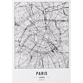 Cool Factory 2 x Stadtplan Poster A3 Schwarz Weiß | 250 Gramm Papier | Bilder für Wohn- und Schlafzimmer | Sehr viele Stadtmotive | Ideale Geschenkidee | Ohne Rahmen | Poster Rome und Paris