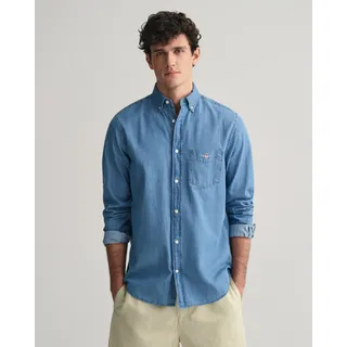 GANT Langarmhemd »Regular Fit Denimhemd Jeanshemd pflegeleicht« Gant SEMI LIGHT BLUE