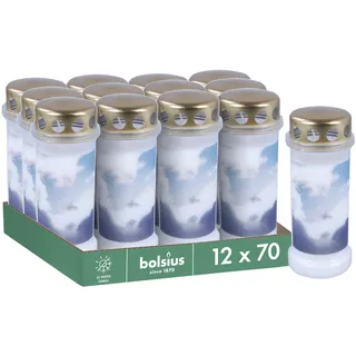 BOLSIUS - Grablicht - Dauerbrenner - Weiß - Nr.6 - 12 Stück - Mit Motiv - Himmel - Brenndauer 70 Stunden