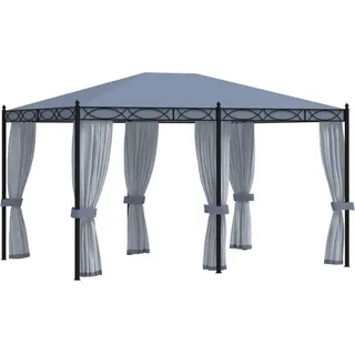 The Living Store Pavillon mit Mückennetze 3x4 m Anthrazit Stahl - Grau
