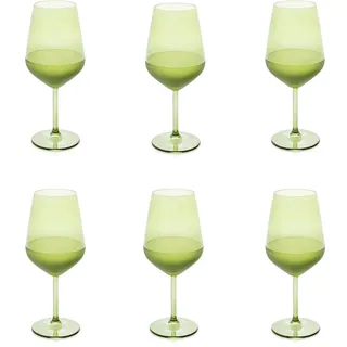 Evviva Set mit 6 Weingläsern aus Glas, matter Boden, Farbe Grün, Fassungsvermögen 490 ml, spülmaschinenfest