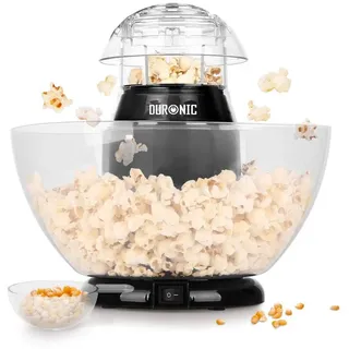 Duronic POP50 BK Popcornmaschine | Heißluft ohne Fett & Öl | 1200 Watt | inkl. Messbecher | für 50 Gramm Mais | abnehmbare Schüssel | Ölfreies Popcorn | Kalorienarm | Schwarz