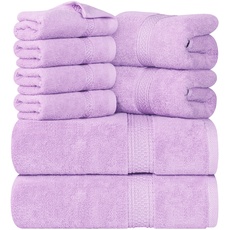 Utopia Towels 8-teiliges Premium-Handtuch-Set, 2 Badetücher, 2 Handtücher und 4 Waschlappen, 600 g/m2, 100% ringgesponnene Baumwolle, Fitnessstudio, Hotel und Spa (Lavendel)