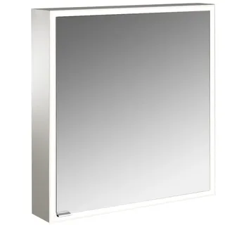 emco prime Lichtspiegelschrank, 600 mm, eine Tür, Anschlag rechts, mit verspiegelten Seitenwänden, Aufputzmodell, 949706260, Farbe: aluminium/spiegel