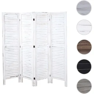 Paravent HWC-G30, Trennwand Sichtschutz Raumteiler, Shabby-Look 170x162cm ~ weiß