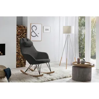 Livetastic Schaukelstuhl , Grau , Holz , Esche , vollmassiv , 67x107x105 cm , Wohnzimmer, Sessel, Polstersessel