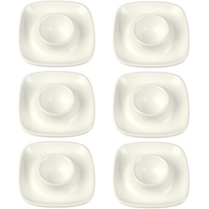Schramm® 6 Stück Eierbecher Porzellan weiß oder schwarz quadratisch 9,5 x 9,5cm wählbar in 3 verschieden Farben Eierhalter mit Ablage Eierständer, Farbe:weiß matt