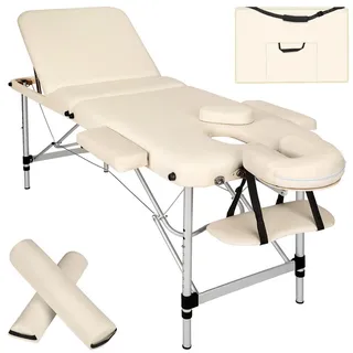 tectake Massageliege 3 Zonen, 210 x 95 x 89 cm, beige , Beige , Metall , 95x89x210 cm , Freizeit & Co, Wellness & Gesundheit, Gesundheit