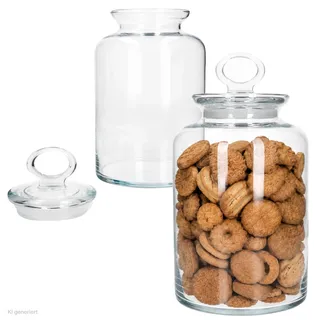 2x Vorratsglas KIT 2,64L Glasdose mit Deckel Bonbonglas Keksglas