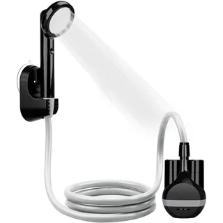 LIBERRWAY Campingdusche mit Pumpe, Camping Dusche Set mit Wiederaufladbarer Akku, 2m Duscheschlauch Outdoor Dusche für Garten Strand Camping Reisen Autowäsche, Mobile Dusche Schwarz